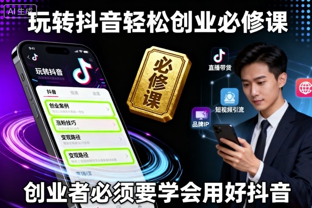 玩转抖音轻松创业必修课，创业者必须要学会用好抖音-易网赚