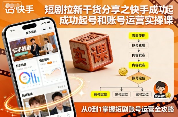 短剧拉新干货分享之快手成功起号和账号运营实操课-易网赚
