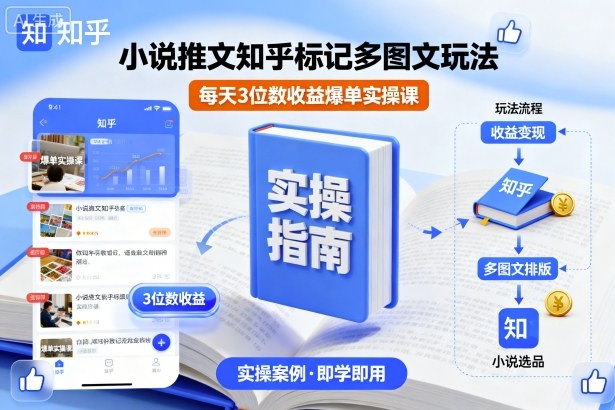 小说推文知乎标记多图文玩法，每天3位数收益爆单实操课-易网赚
