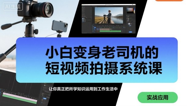 小白变身老司机的短视频拍摄系统课，让你真正把所学知识运用到工作生活中-易网赚
