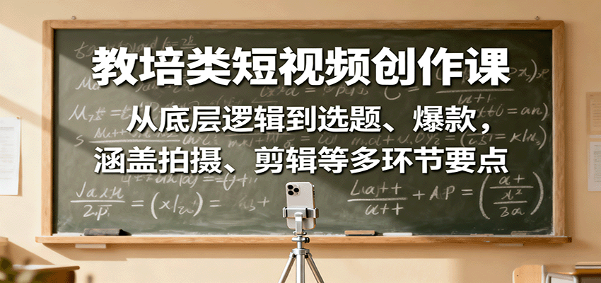 教培类短视频创作课：从底层逻辑到选题、爆款，涵盖拍摄、剪辑等多环节要点-易网赚