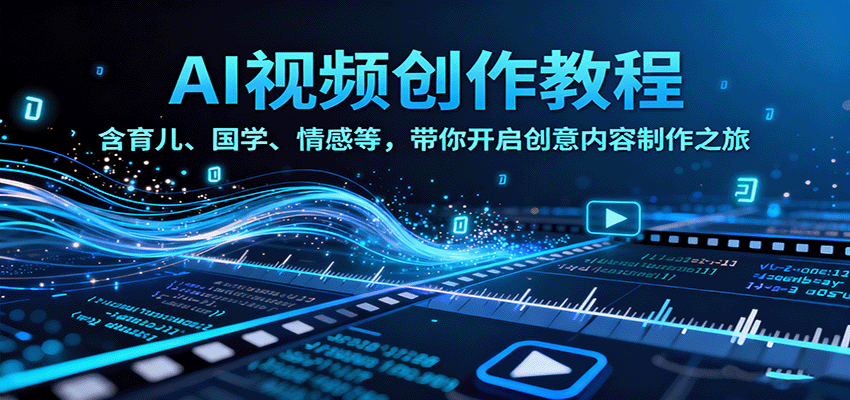 AI视频创富课，含育儿、国学、情感等，带你开启创意内容制作之旅-易网赚