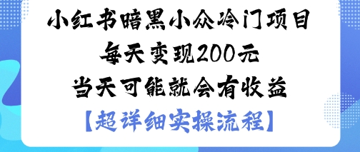 小红书暗黑小众冷门项目每天变现2张当天可能就会有收益-易网赚