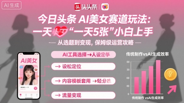 今日头条AI美女赛道玩法，一天轻松5张，小白轻松上手-易网赚