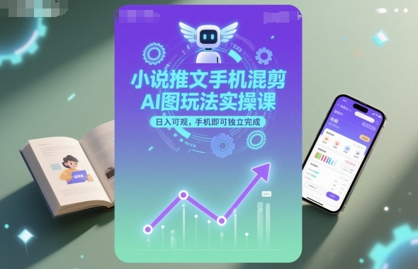小说推文手机混剪AI图玩法实操课，日入可观，手机即可独立完成-易网赚