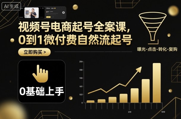 视频号电商起号全案课，0到1微付费自然流起号-易网赚