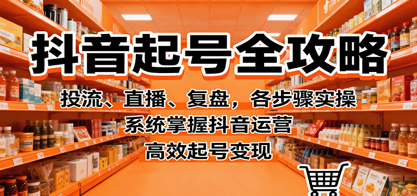 抖音起号全攻略，投流、直播、复盘，各步骤实操，系统掌握抖音运营，高效起号变现-易网赚
