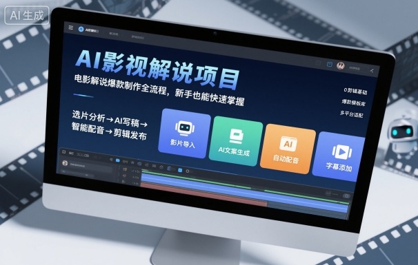 AI影视解说项目,电影解说爆款制作全流程,新手也能快速掌握-易网赚