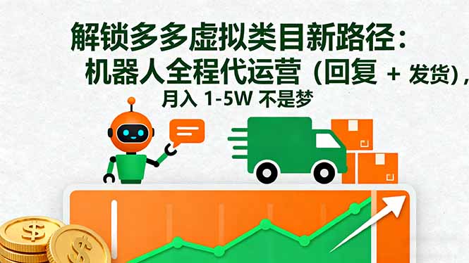 解锁多多虚拟类目新路径：机器人全程代运营(回复 + 发货-易网赚