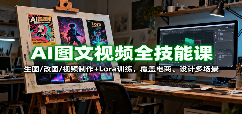 AI图文视频全技能课：生图/改图/视频制作+Lora训练，覆盖电商 、设计多场景-易网赚