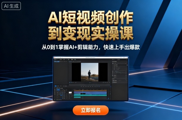 AI短视频创作到变现实操课，从0到1掌握AI+剪辑能力，快速上手出爆款(更新10月)-易网赚