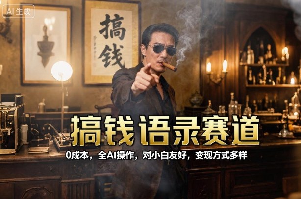 搞钱语录赛道，0成本，全AI操作，对小白友好，变现方式多样-易网赚