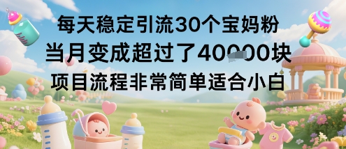 每天稳定引流30个宝妈粉当月变成超过了1W+项目流程非常简单适合小白-易网赚