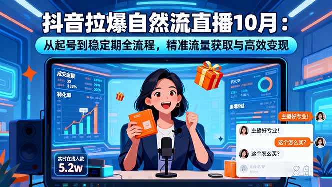 抖音拉爆自然流直播10月：从起号到稳定期全流程，精准流量获取与高效变现-易网赚