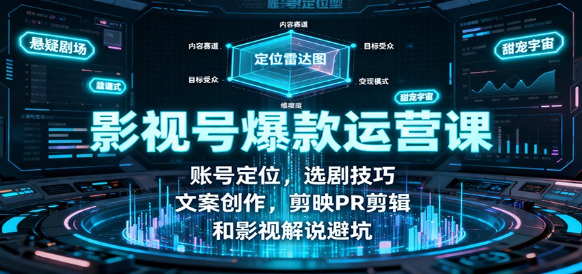 影视号爆款运营课：账号定位，选剧技巧，文案创作，剪映PR剪辑和影视解说避坑-易网赚