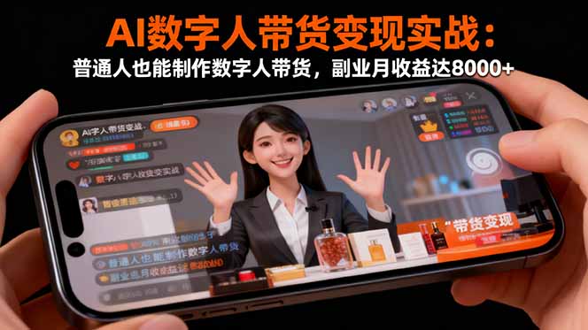 AI数字人带货变现实战:普通人也能制作数字人带货,副业月收益达8000+-易网赚