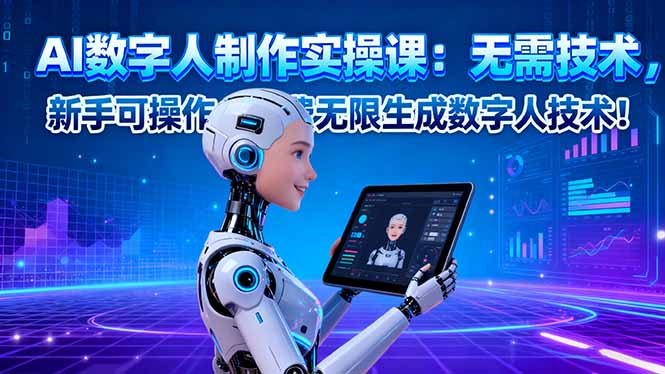AI数字人制作实操课:无需技术,新手可操作,免费无限生成数字人技术!-易网赚