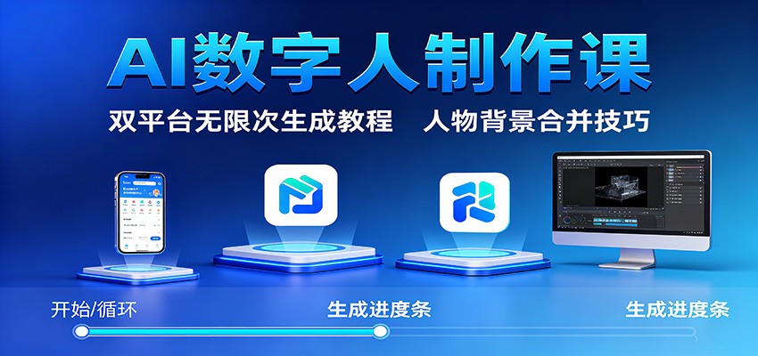 AI数字人制作课:双平台无限次生成教程,人物背景合并技巧-易网赚