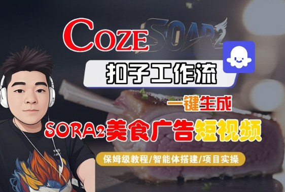 Coze扣子智能体工作流一键生成“SORA2美食广告“短视频,全流程保姆级教学-易网赚