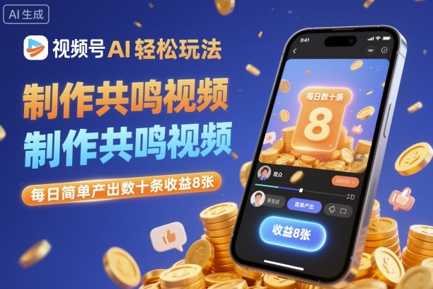 视频号AI轻松玩法，制作共鸣视频，每日简单产出数十条收益8张-易网赚