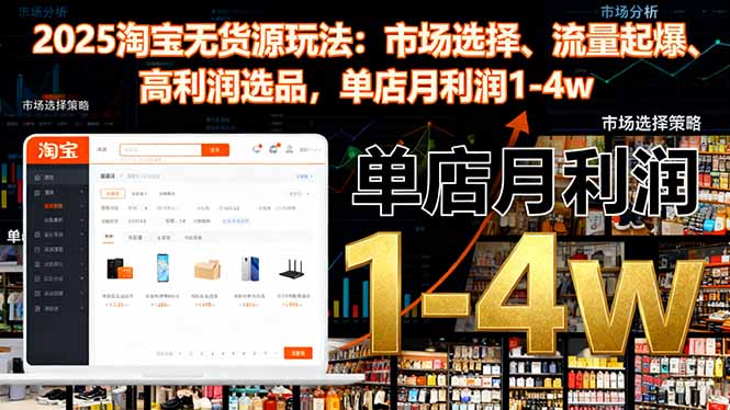 2025淘宝无货源玩法:市场选择、流量起爆、高利润选品,单店月利润1-4w-易网赚