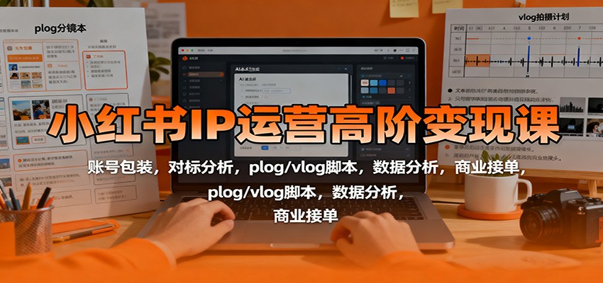 小红书IP运营高阶变现课:账号包装,对标分析,plog/vlog脚本,数据分析,商业接单-易网赚