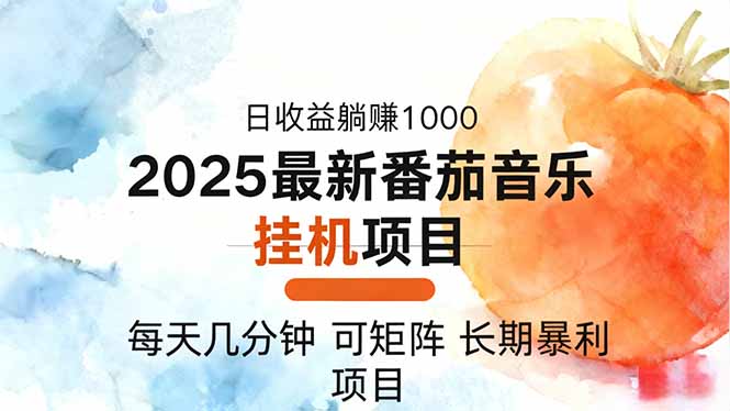 2025年最新番茄音乐人挂机项目，每天几分钟，月入1000＋，可矩阵，一台…-易网赚