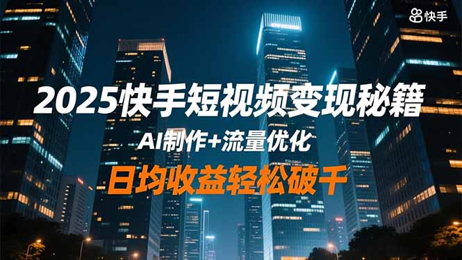 2025快手短视频变现秘籍，AI制作+流量优化，日均收益轻松破千-易网赚
