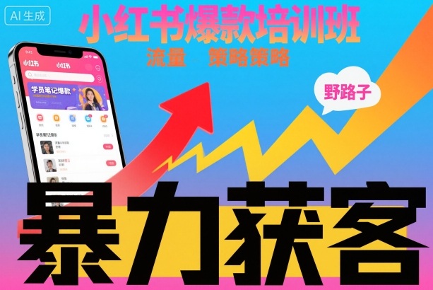 小红书爆款培训班，小红书获客野路子流量打法，暴力持续获客-易网赚