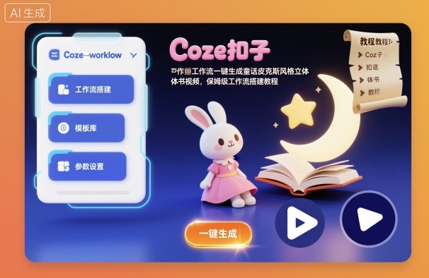 Coze扣子工作流一键生成童话皮克斯风格立体书视频,保姆级工作流搭建教程-易网赚
