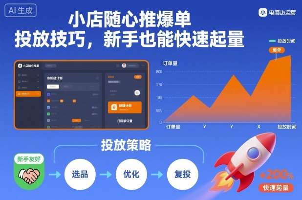 小店随心推爆单投放技巧，新手也能快速起量-易网赚