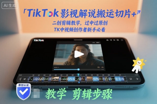 TikTok影视解说搬运切片+二创剪辑教学，过中过原创，TK中视频创作者新手必看-易网赚