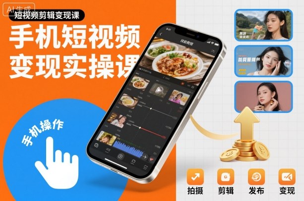 手机短视频变现实操课，短视频剪辑变现课-易网赚