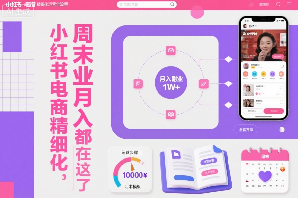 小红书电商精细化运营全流程，周末副业月入1W+，全套方法都在这了-易网赚