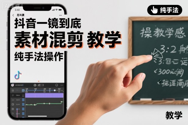 抖音一镜到底素材混剪教学，纯手法操作-易网赚