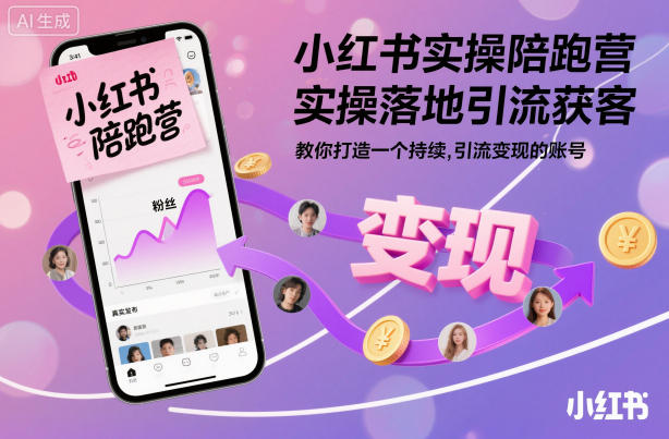 小红书实操陪跑营，实操落地引流获客，教你打造一个持续引流变现的账号-易网赚