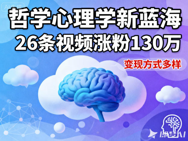 短视频新蓝海，哲学心理学赛道，26条视频涨粉130W，变现方式多样-易网赚