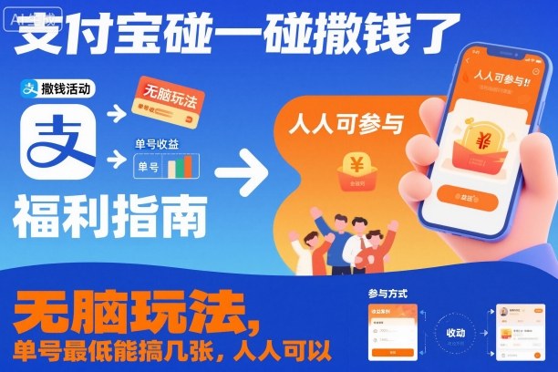 支付宝碰一碰撒钱了，无脑玩法，单号最低能搞几张，人人可以撸【揭秘】-易网赚