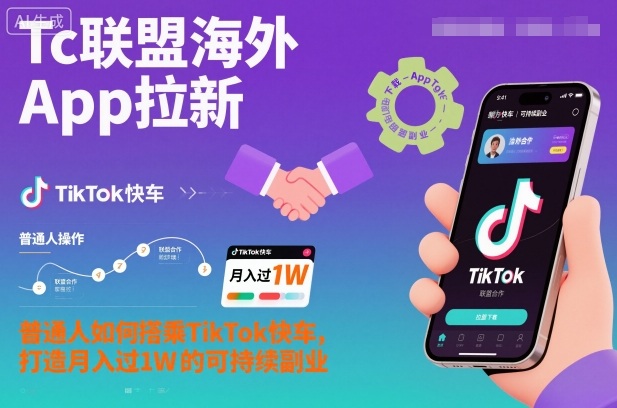 Tc联盟海外App拉新：普通人如何搭乘TikTok快车，打造月入过1W的可持续副业-易网赚
