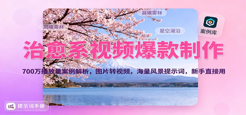 治愈系视频爆款制作，700万播放量案例解析，图片转视频，海量风景提示词，新手直接用-易网赚