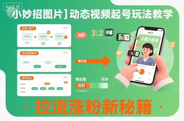 小妙招图片＋动态视频起号玩法教学，拉流涨粉新秘籍-易网赚
