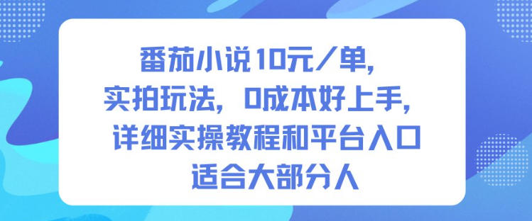 番茄小说10米每单,实拍玩法,0成本好上手,详细实操教程和平台入口适合大部分人-易网赚