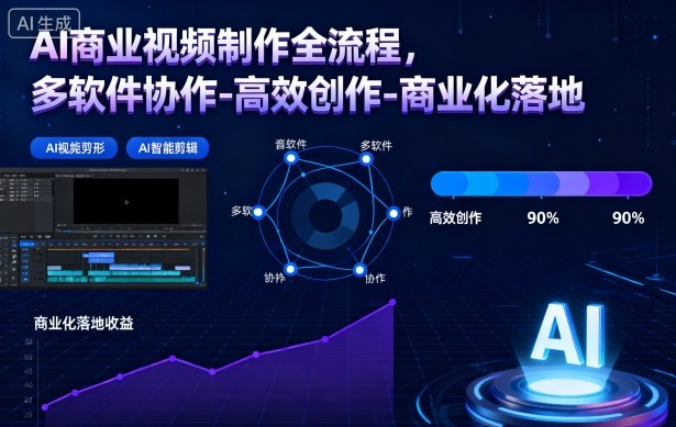 AI商业视频制作全流程，多软件协作-高效创作-商业化落地-易网赚