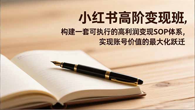 小红书高阶变现班，构建一套可执行的高利润变现SOP体系，实现账号价值的最大化跃迁-易网赚