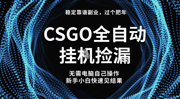 【稳定副业】全球最热门游戏CSGO全自动捡漏，最新玩法，新手小白日入5张+【揭秘】-易网赚