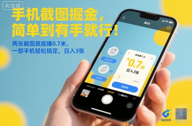 手机截图掘金，简单到有手就行！两张截图就能賺0.7米，一部手机轻松搞定，日入3张【揭秘】-易网赚