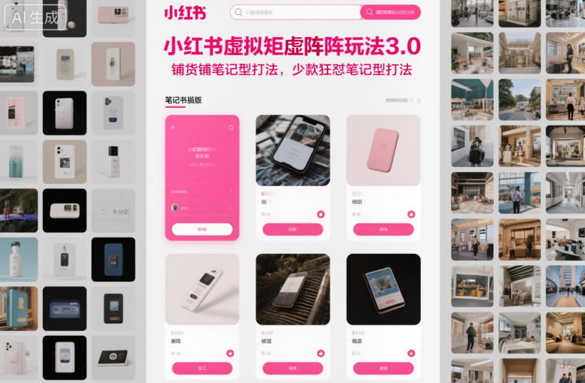 小红书虚拟矩阵玩法3.0，铺货铺笔记型打法，少款狂怼笔记型打法-易网赚