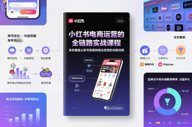 小红书电商运营的全链路实战课程，系统覆盖从账号搭建到商业变现的完整流程-易网赚