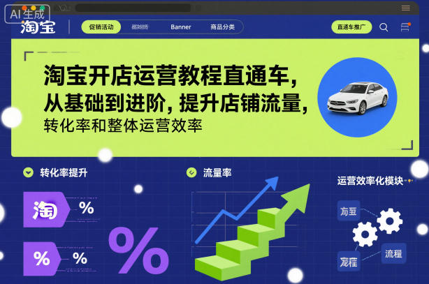 淘宝开店运营教程直通车，从基础到进阶，提升店铺流量，转化率和整体运营效率(更新11月)-易网赚