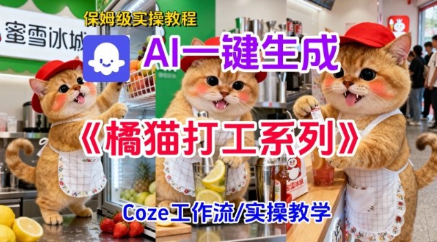 Coze扣子工作流一键生成胖橘猫打工短视频，保姆级实操搭建教学-易网赚